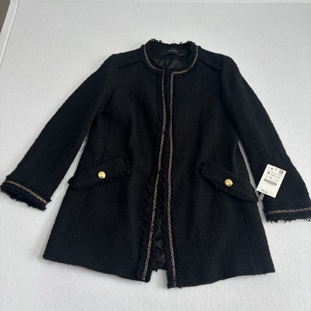 Zara Basic Collection Tweed Coat Jacket Women's M… - image 1